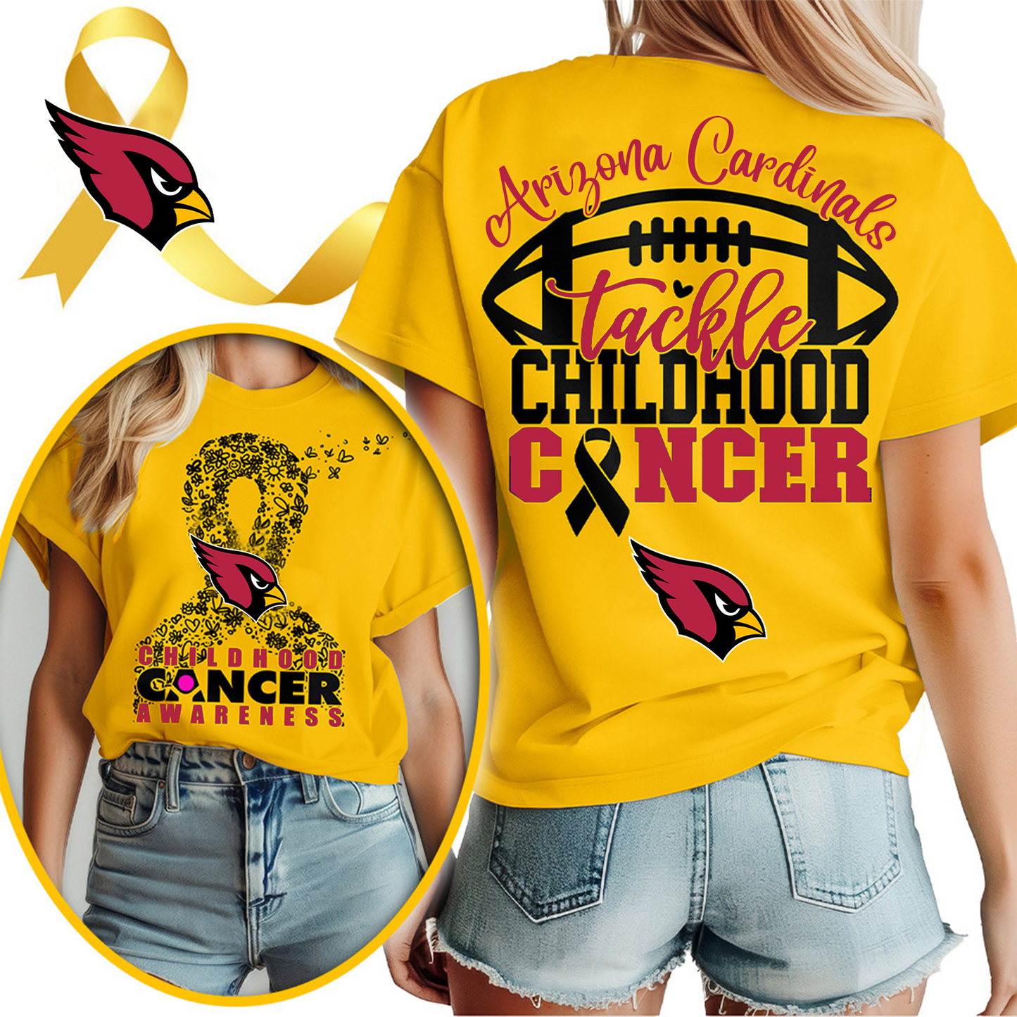 ARI X NFL Premium Childhood Cancer Awareness Month 3D Shirt DatND ThuongNH