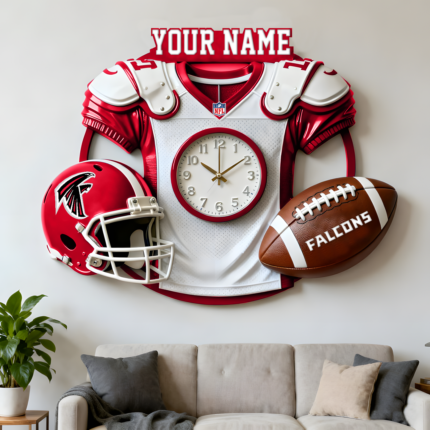 ATL X NFL Jersey Sculpture Clock V1 NAK NHT