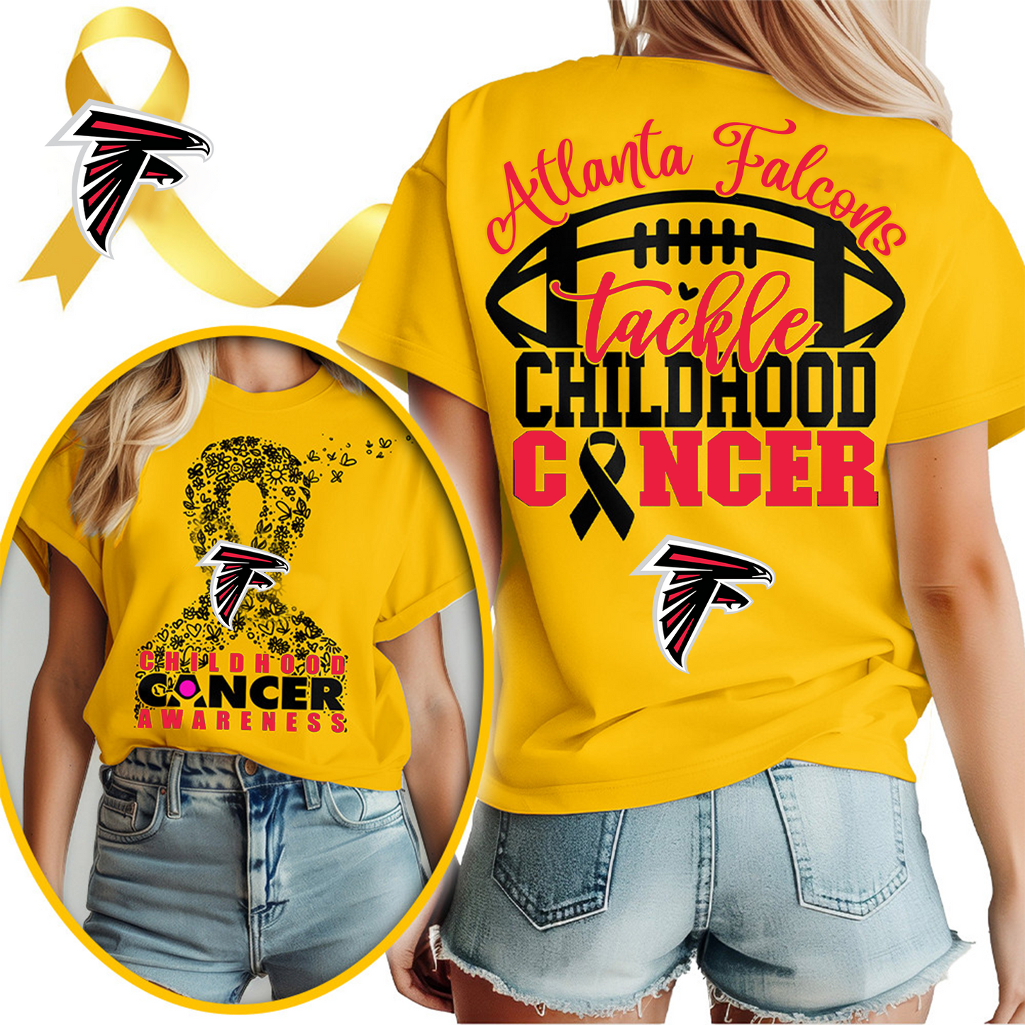 ATL X NFL Premium Childhood Cancer Awareness Month 3D Shirt DatND ThuongNH
