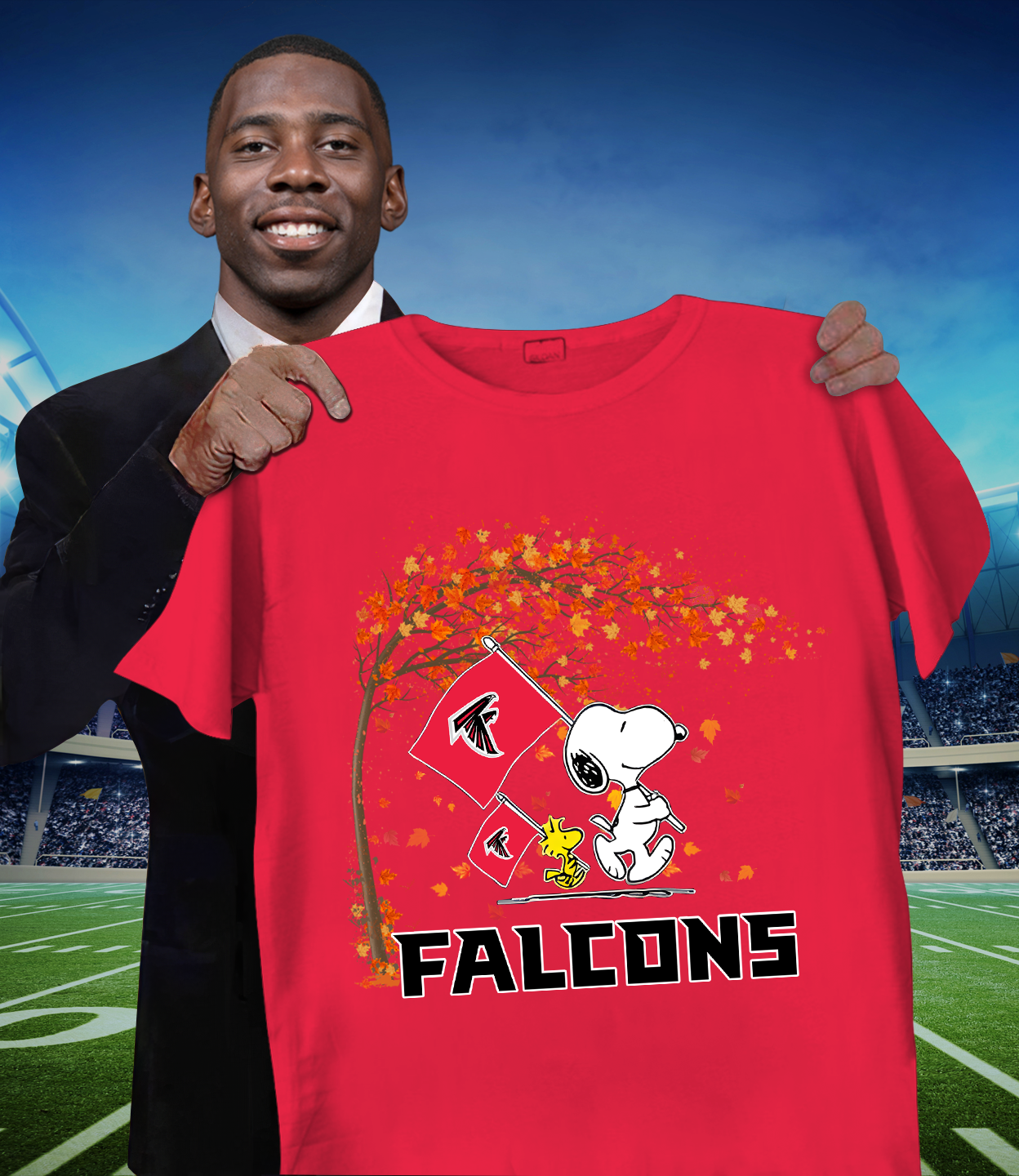 ATL x NFL Snoopy and Woodstock Happy Autumn 2D Shirt DatND ThuongNH