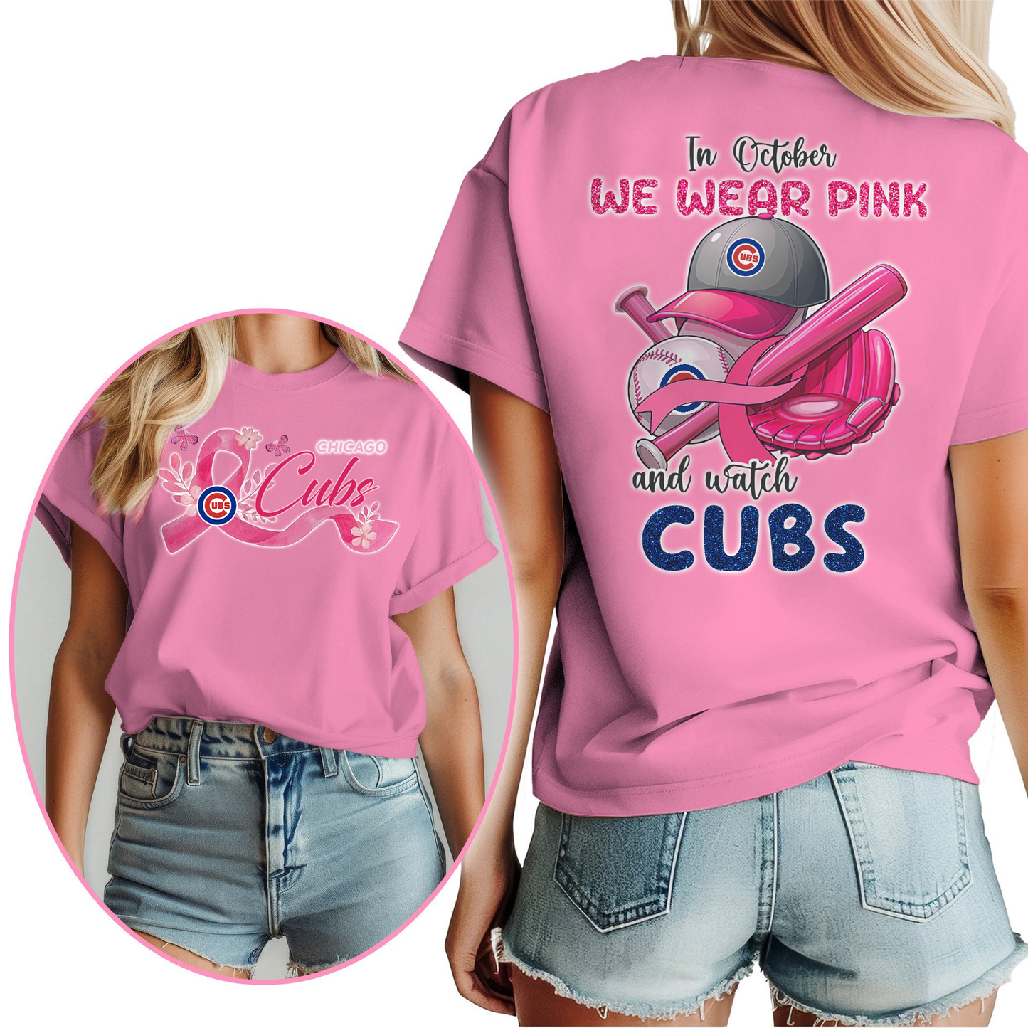 In October We Wear Pink And Watch MLB CC Shirt DDT NTL