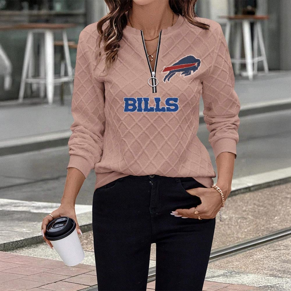 BB x NFL Women's Knit Textured Fabric Zip Up Sweatshirt DDT CTND