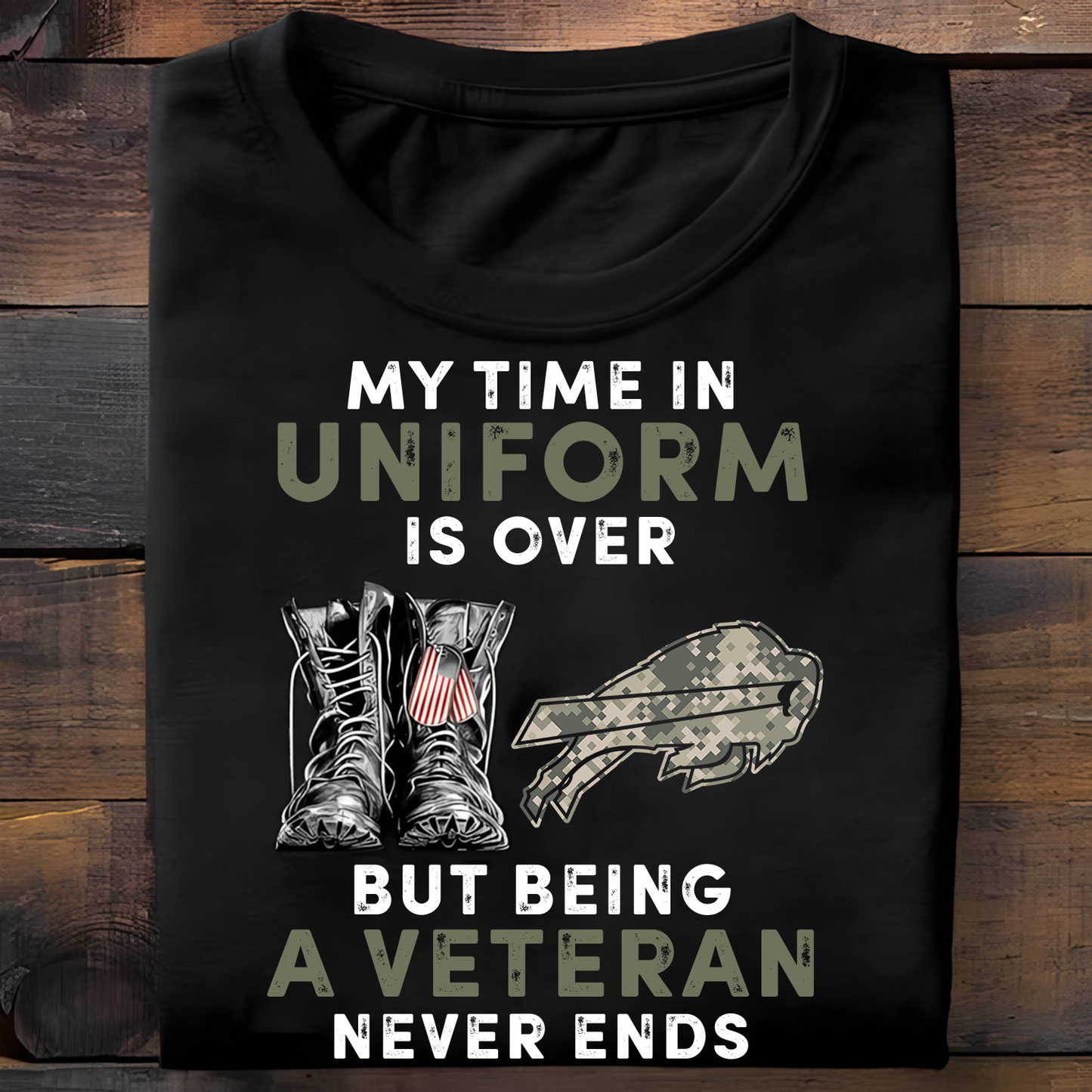 BUF x NFL My Time In Uniform Is Over But Being A Veteran Never Ends 2D Shirt DatND ThuongNH