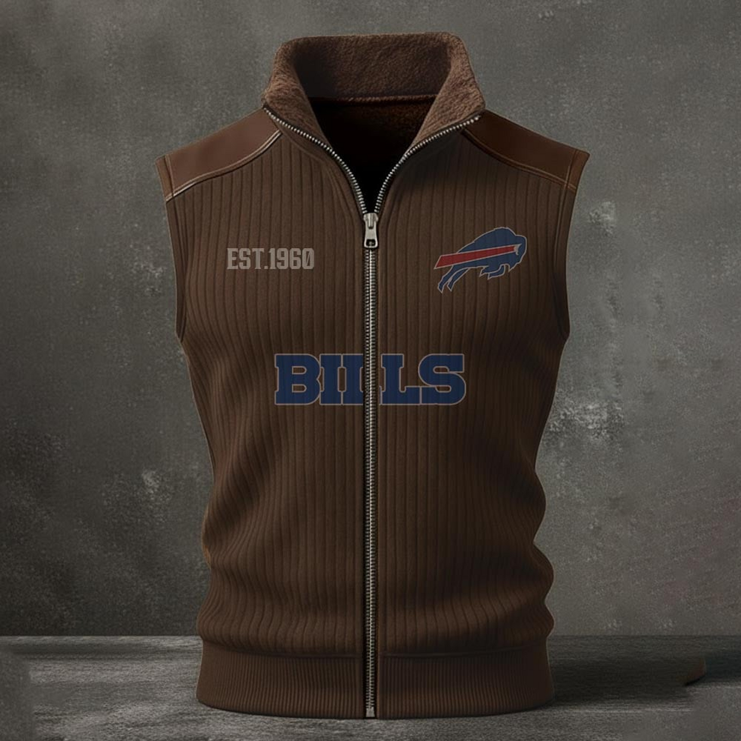 BUF X NFL Retro Knit Ribbed Sleeveless Vest Jacket V1 NAK NHT