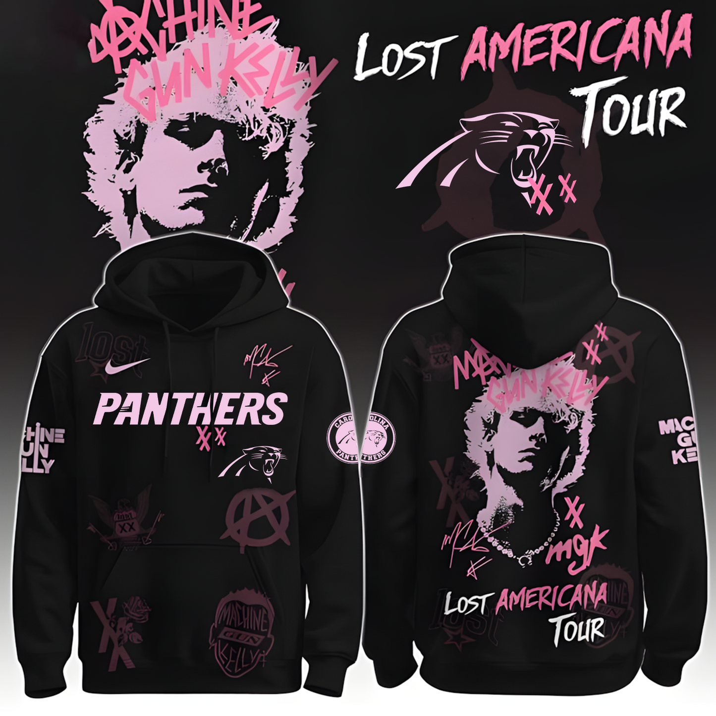 CAR X NFL MGK Lost Americana Tour 2025 Machine Gun Kelly Hoodie T-Shirt NAK THUONGNH