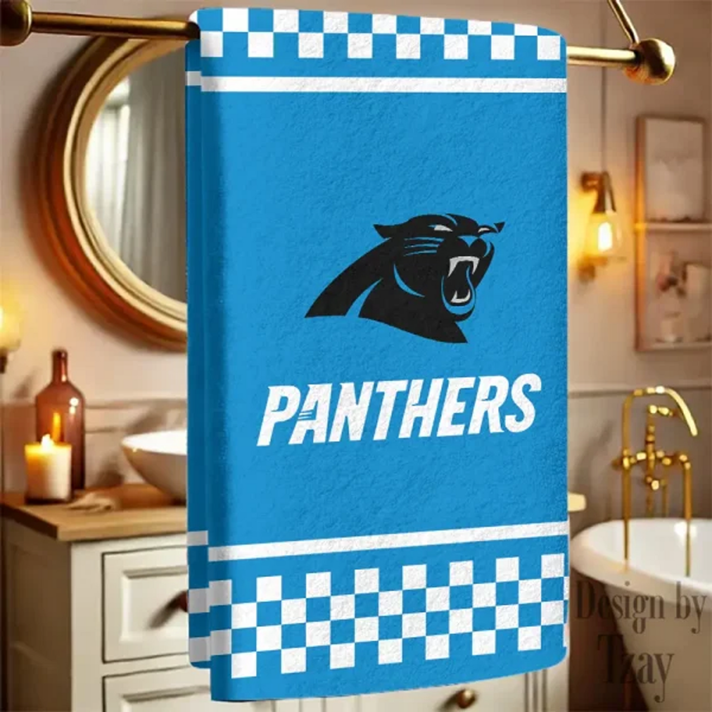 CAR X NFLNew Bath Towel Custom Any Name Gift For Fan V1 NAK NHT