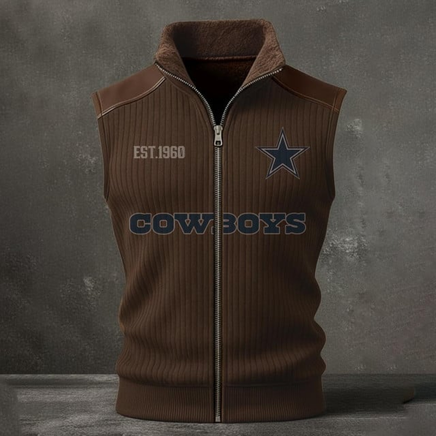 DAL X NFL Retro Knit Ribbed Sleeveless Vest Jacket V1 NAK NHT