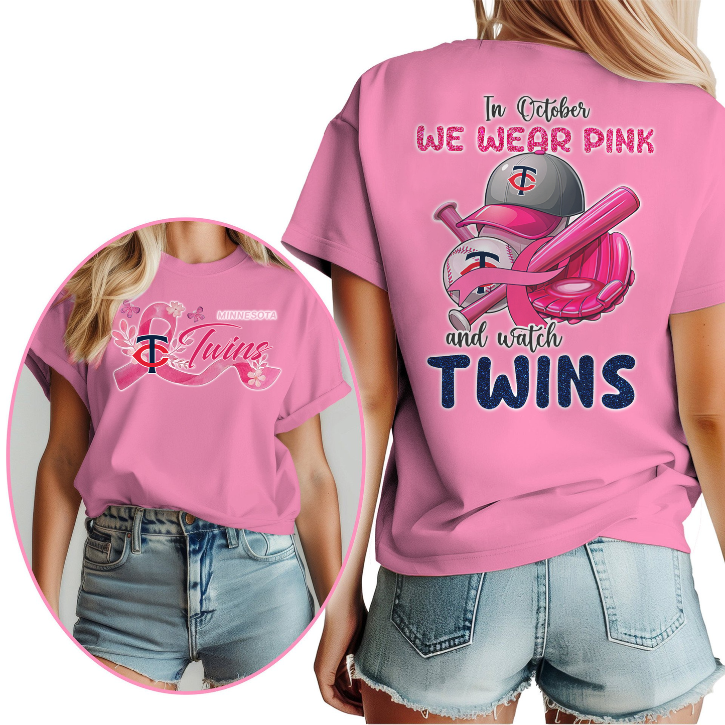 In October We Wear Pink And Watch MLB MT Shirt DDT NTL