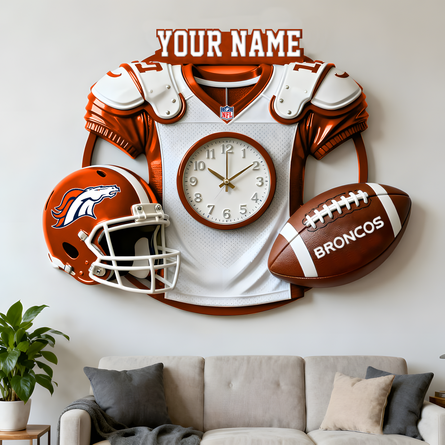 DEN X NFL Jersey Sculpture Clock V1 NAK NHT
