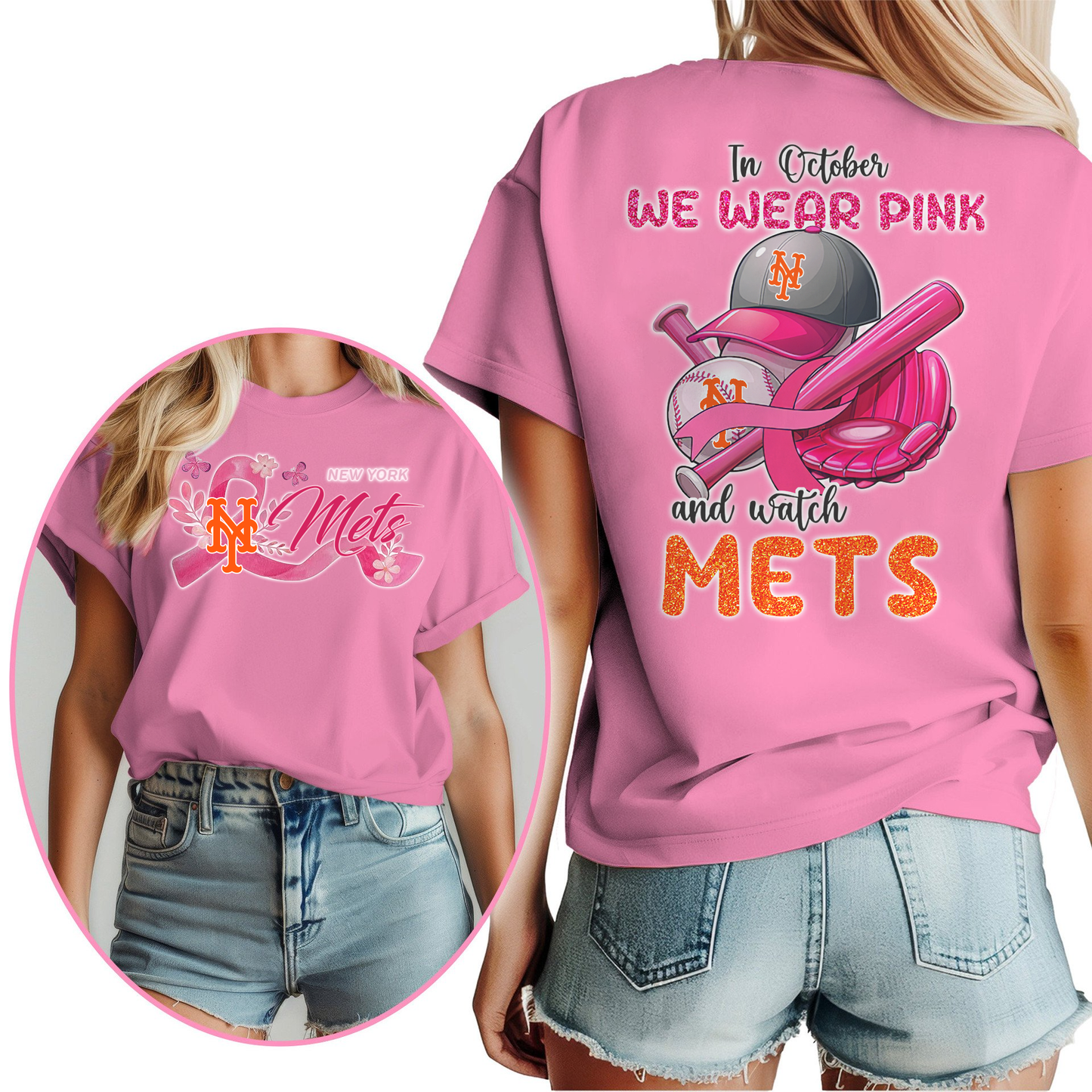 In October We Wear Pink And Watch MLB NYM Shirt DDT NTL