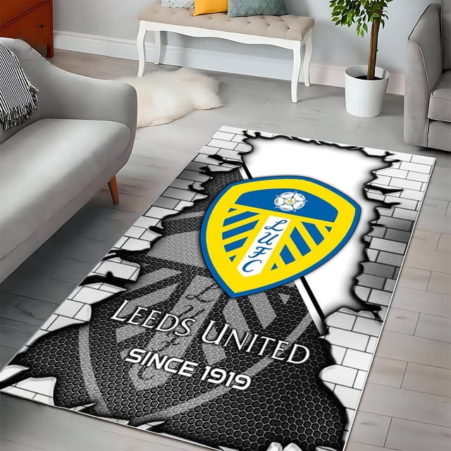 EPL x LEEDS Broken Brick Multi Logo Carpet Rug V1 NAK