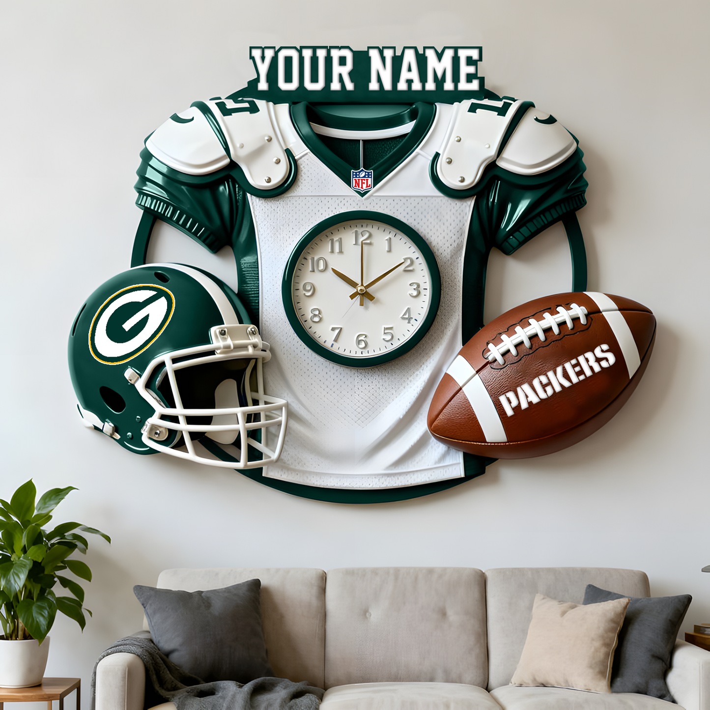 GB X NFL Jersey Sculpture Clock V1 NAK NHT