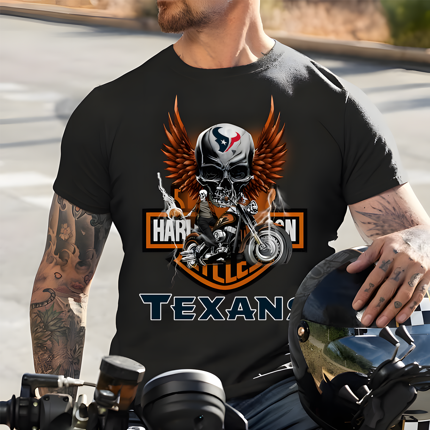 Harley x HOU NFL Biker Spirit 2D Shirt DatND ThuongNH