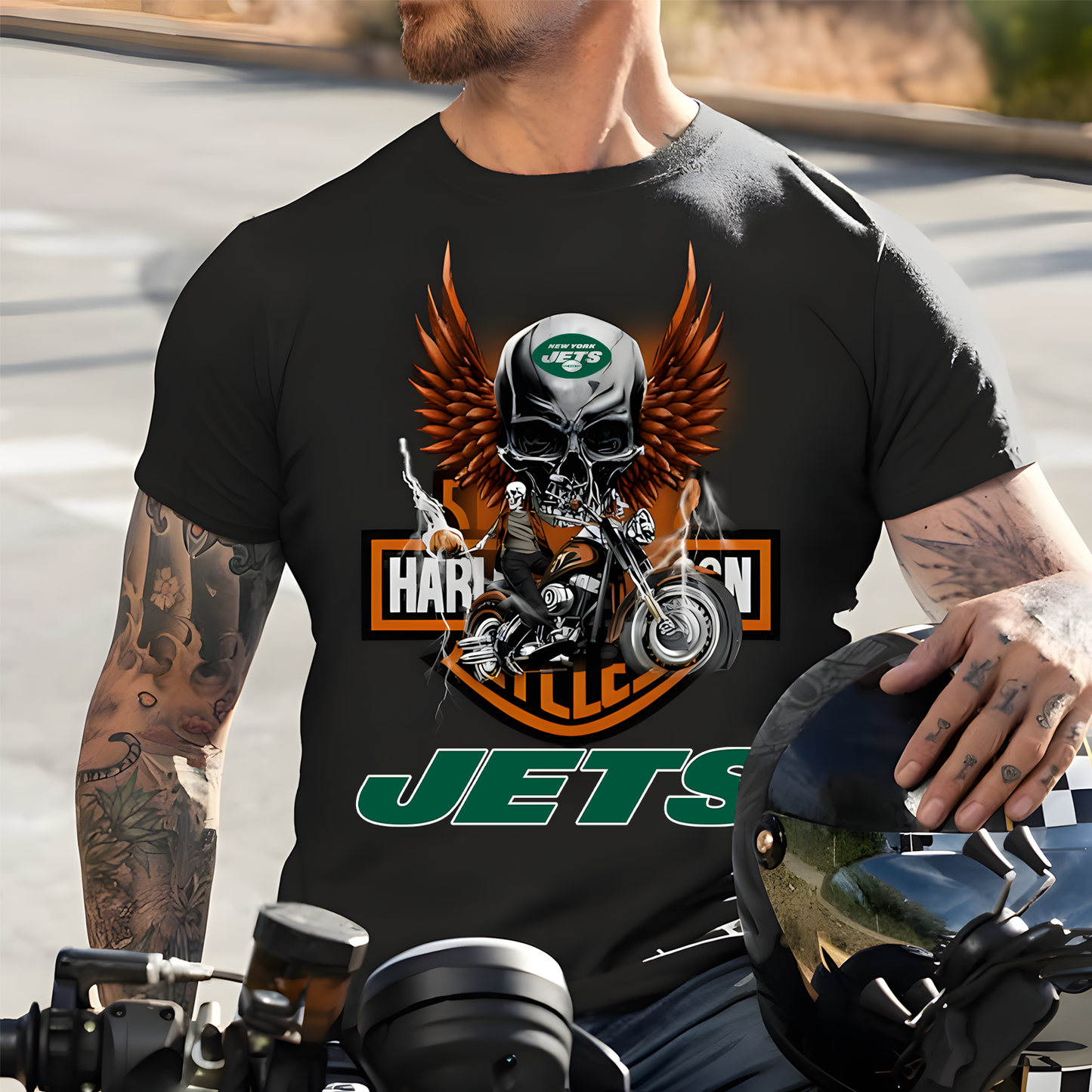 Harley x NYJ NFL Biker Spirit 2D Shirt DatND ThuongNH