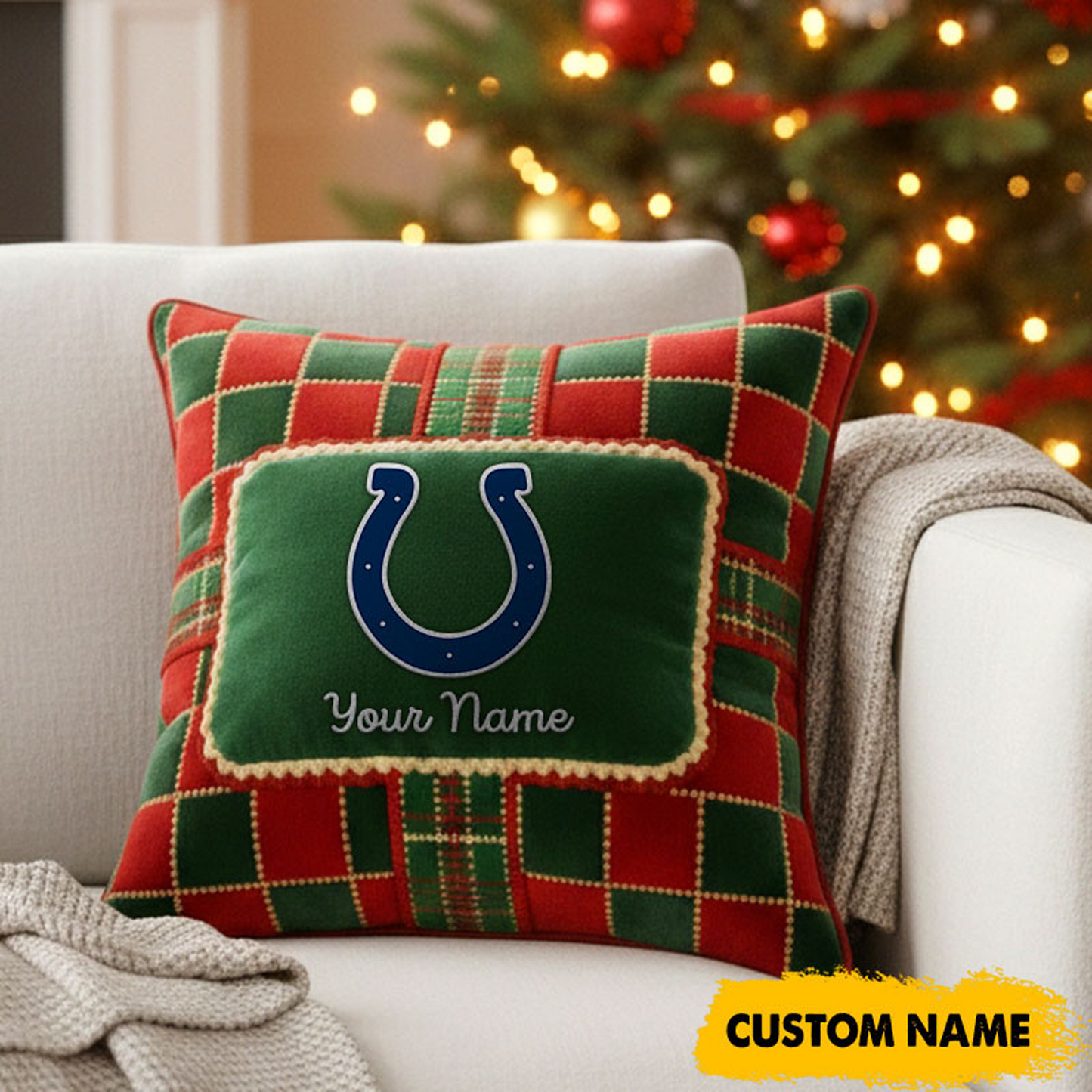 IND x NFL Christmas New Square Pillow DatND DVT