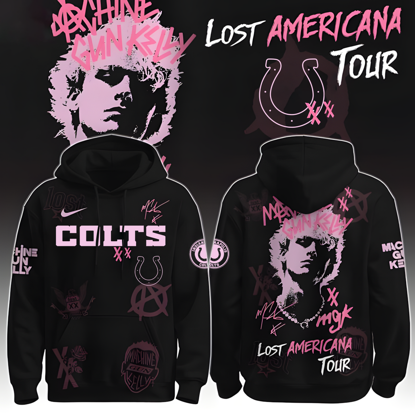 IND X NFL MGK Lost Americana Tour 2025 Machine Gun Kelly Hoodie T-Shirt NAK THUONGNH