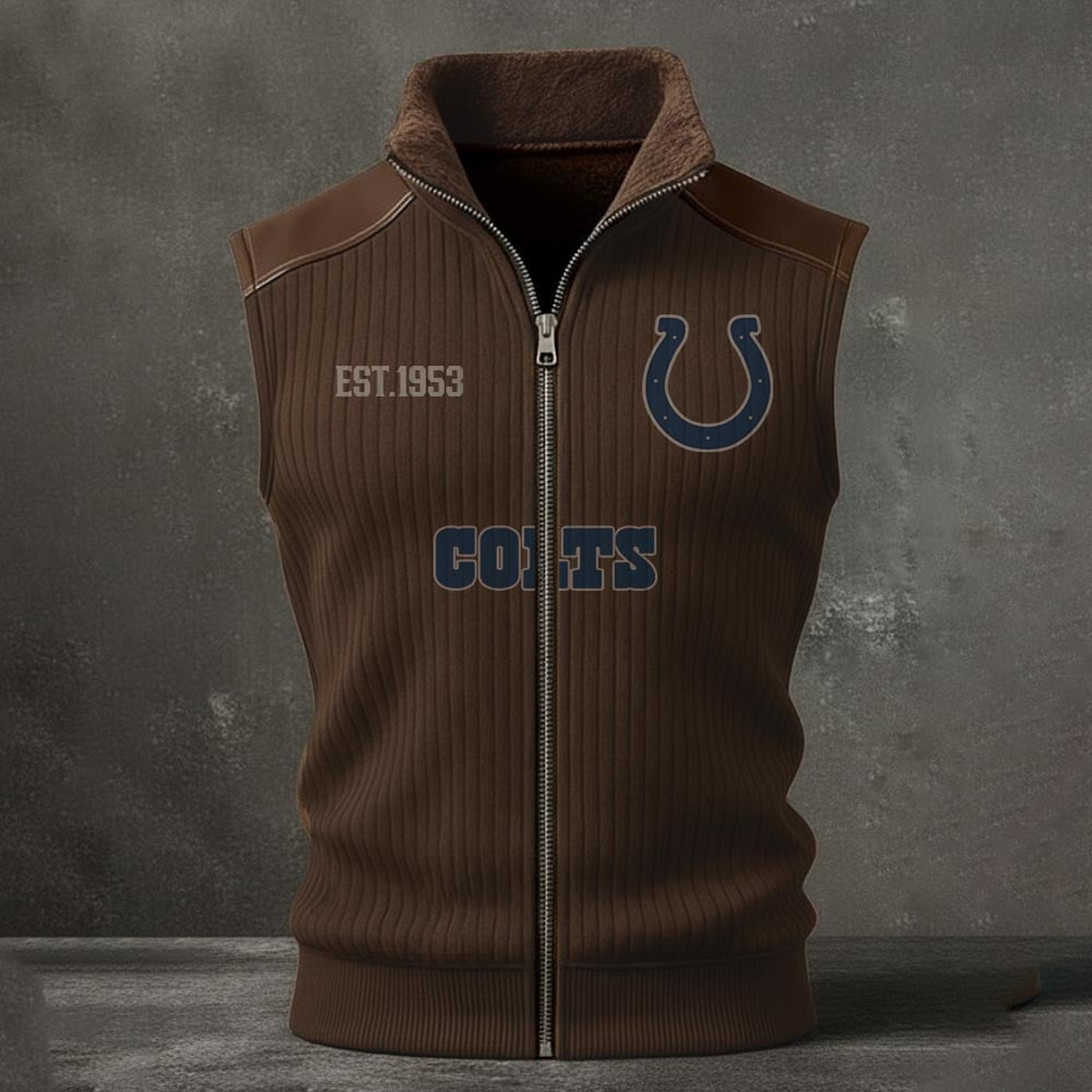 IND X NFL Retro Knit Ribbed Sleeveless Vest Jacket V1 NAK NHT