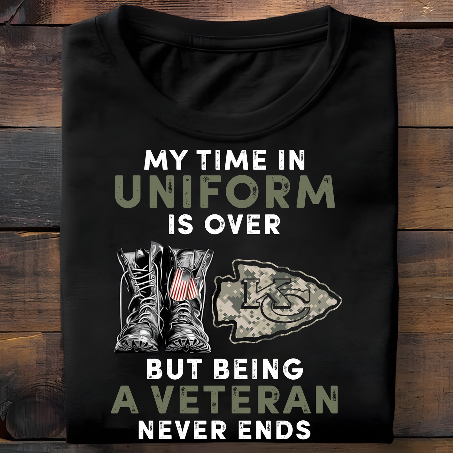 KC x NFL My Time In Uniform Is Over But Being A Veteran Never Ends 2D Shirt DatND ThuongNH