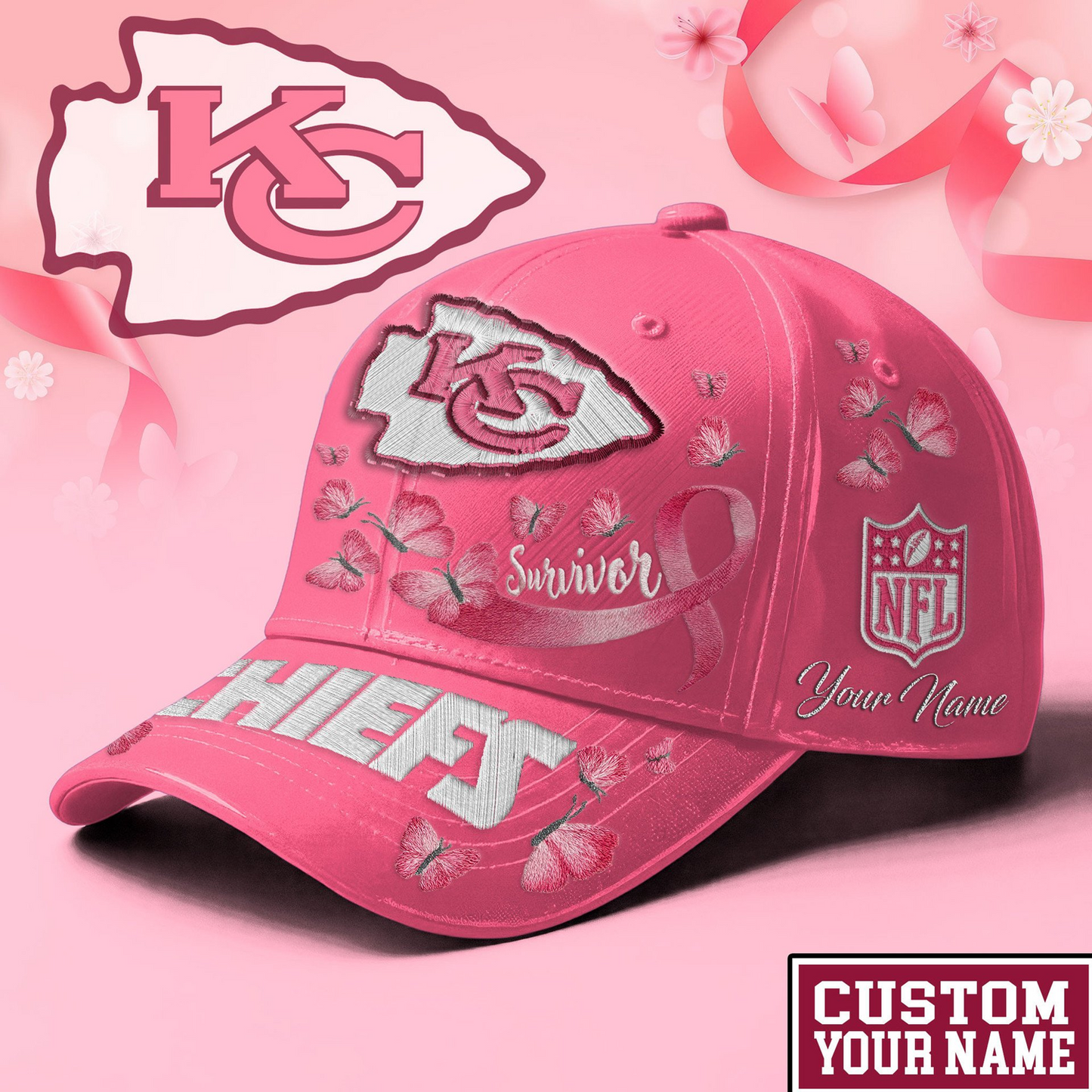KC x NFL Premium Classic Cap Breast Cancer Survivor