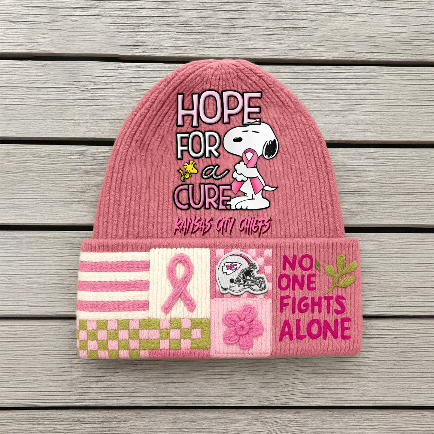 KCC Premium NFL X SNOOPY Fight Like A Girl Beanie Hat TUANND TANTD