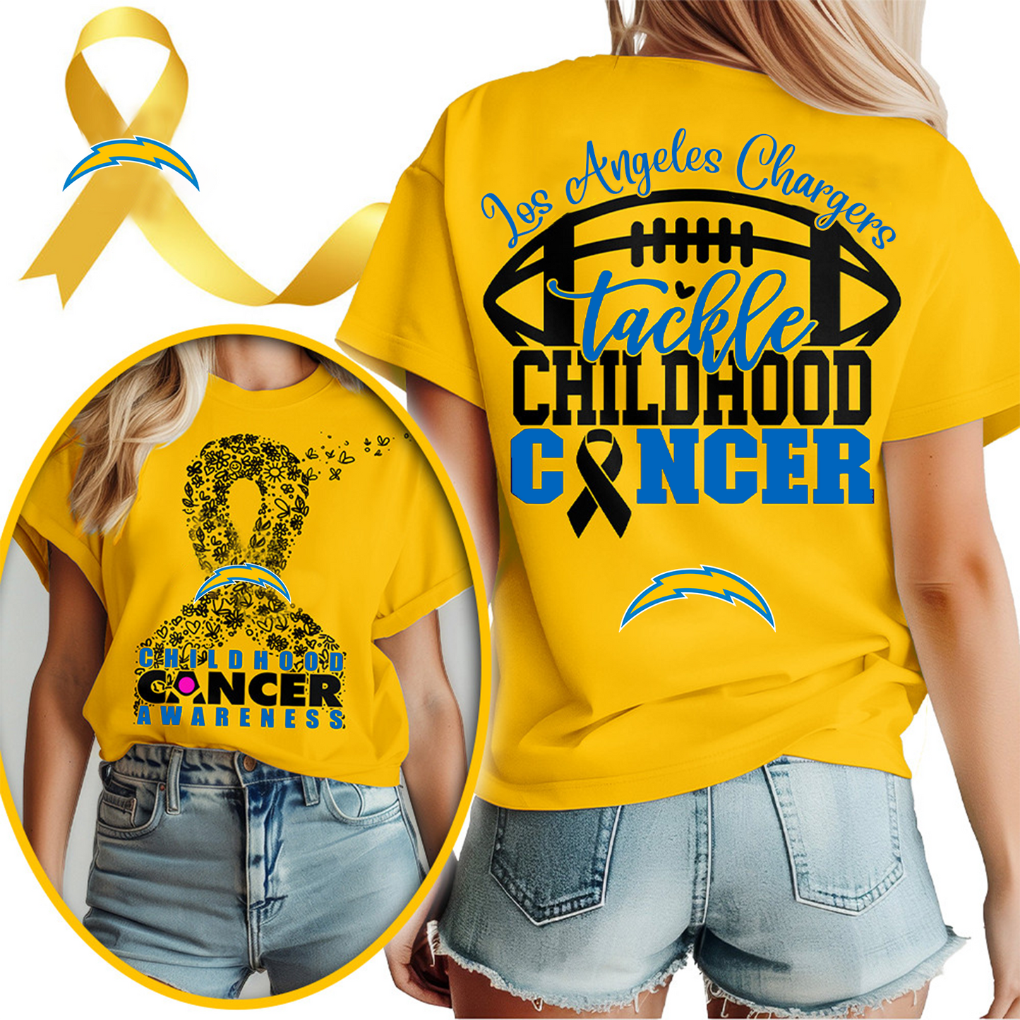 LAC X NFL Premium Childhood Cancer Awareness Month 3D Shirt DatND ThuongNH
