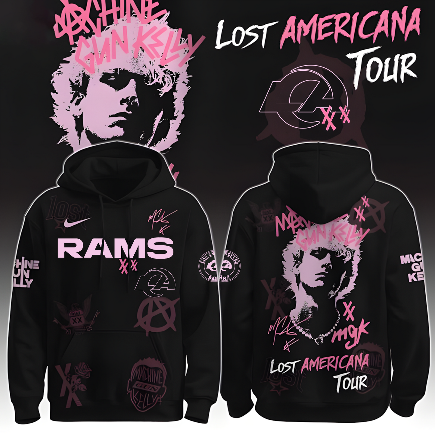 LAR X NFL MGK Lost Americana Tour 2025 Machine Gun Kelly Hoodie T-Shirt NAK THUONGNH