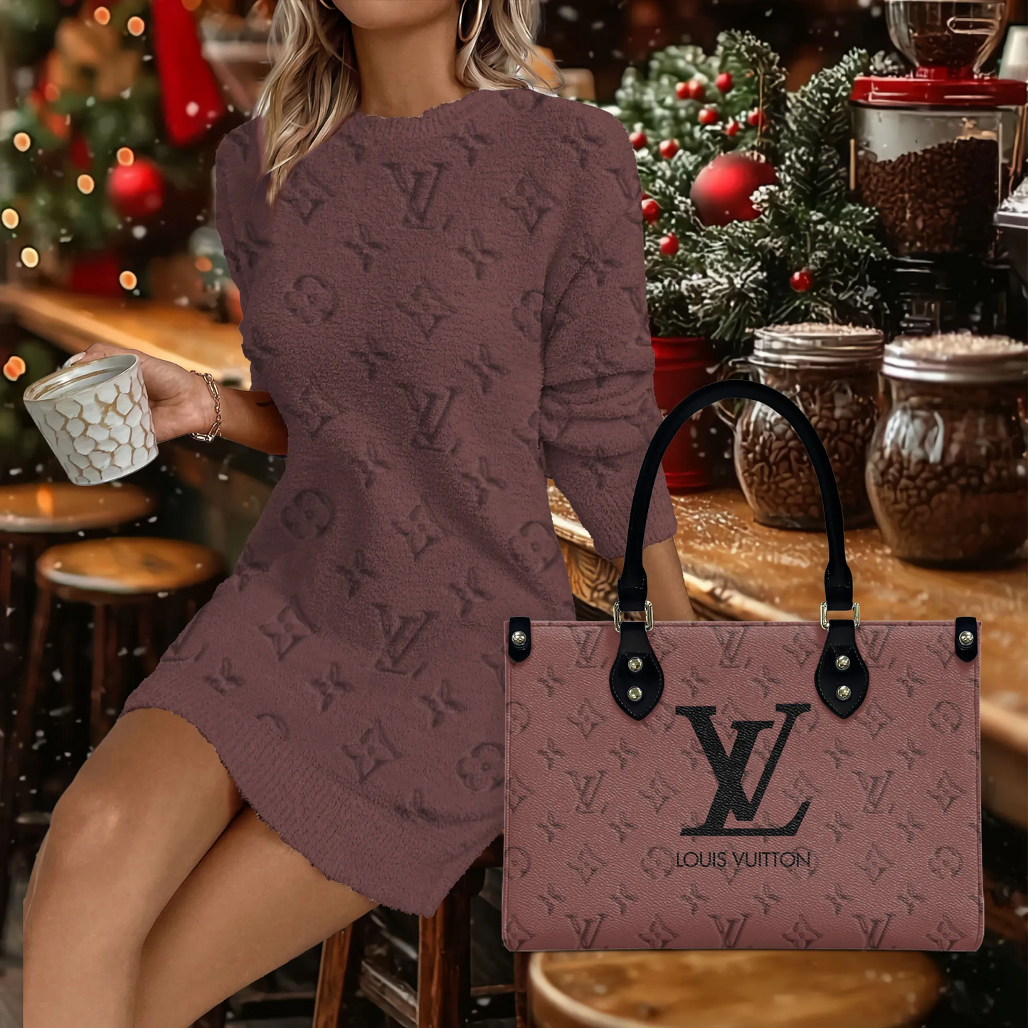 LV V2 Sweater Dress Match Luxury Handbag DDT TTV