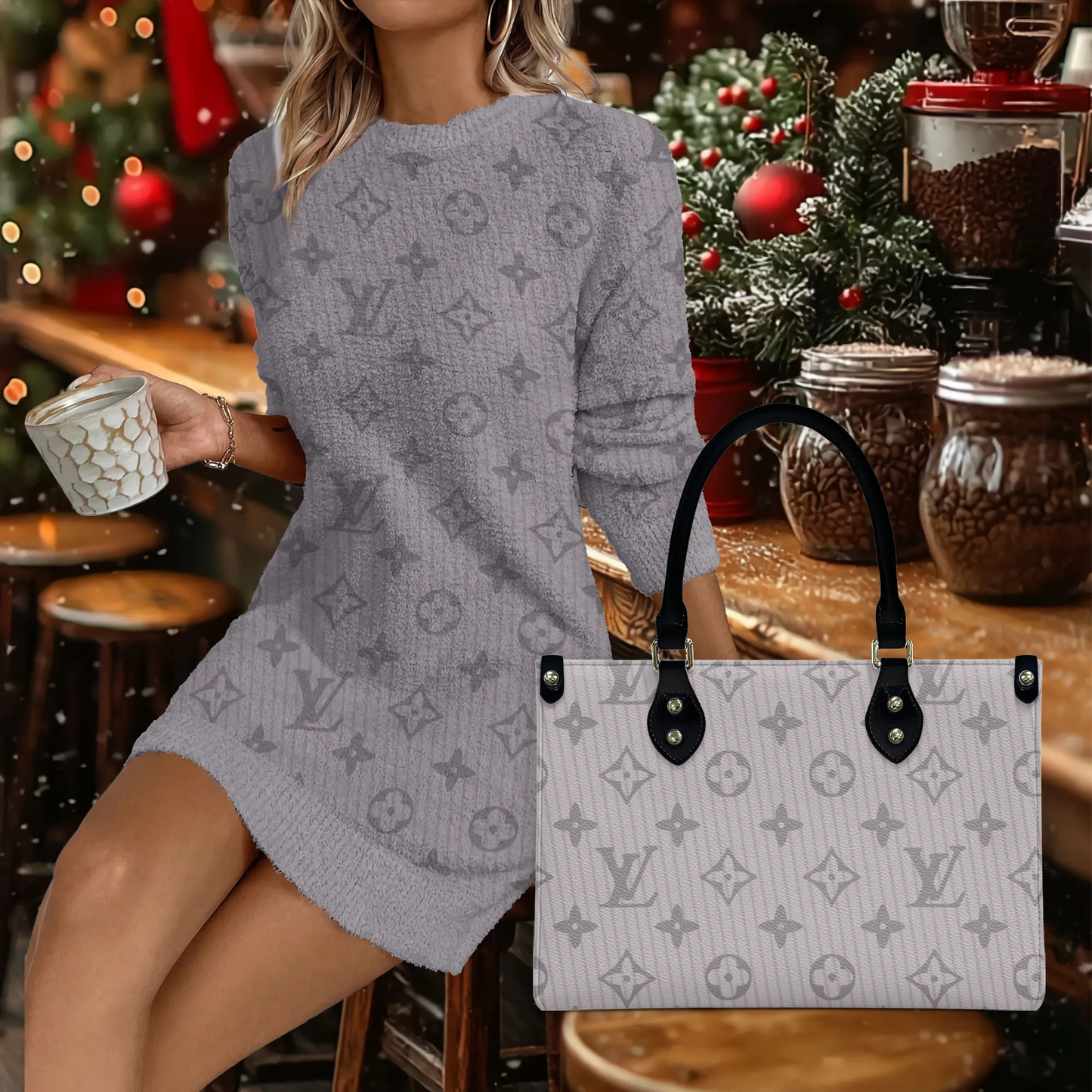 LV V4 Sweater Dress Match Luxury Handbag DDT TTV
