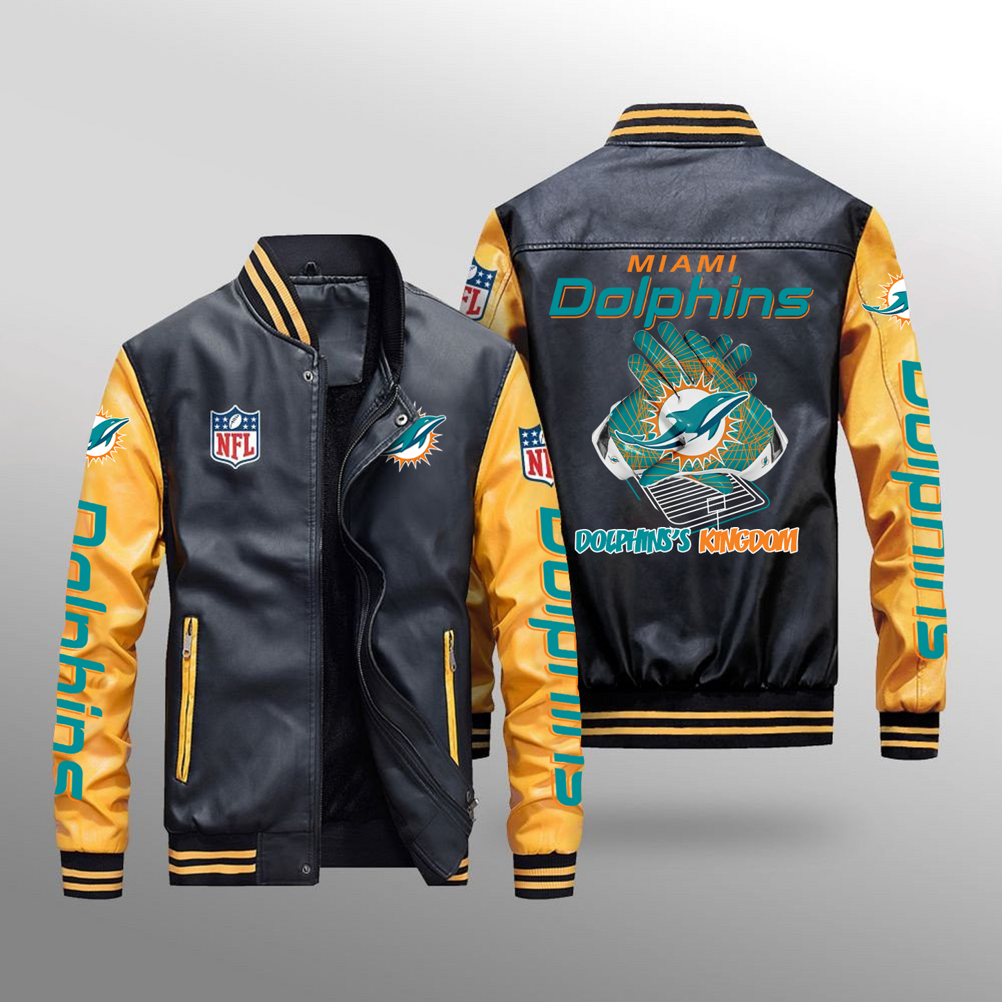 MIA x NFL Leather Bomber Jacket DATND TANTD