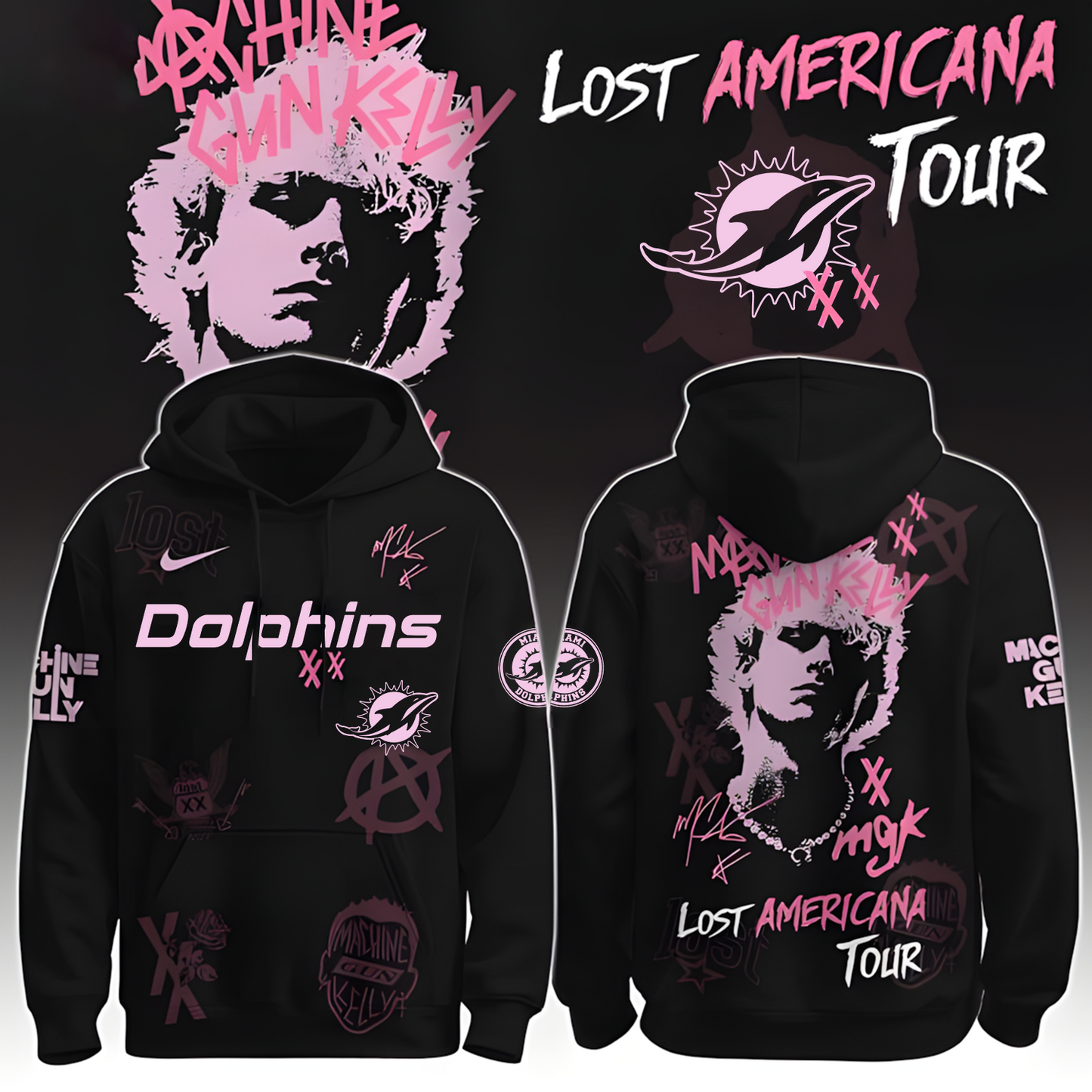 MIA X NFL MGK Lost Americana Tour 2025 Machine Gun Kelly Hoodie T-Shirt NAK THUONGNH