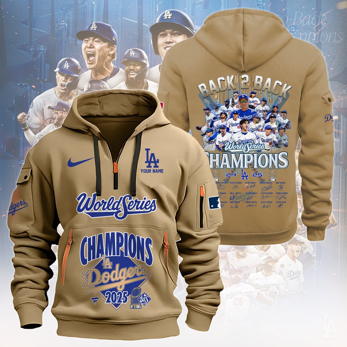 MLB x LAD World Series Champions 2025 Personalized Half Zipper Hoodie HLP