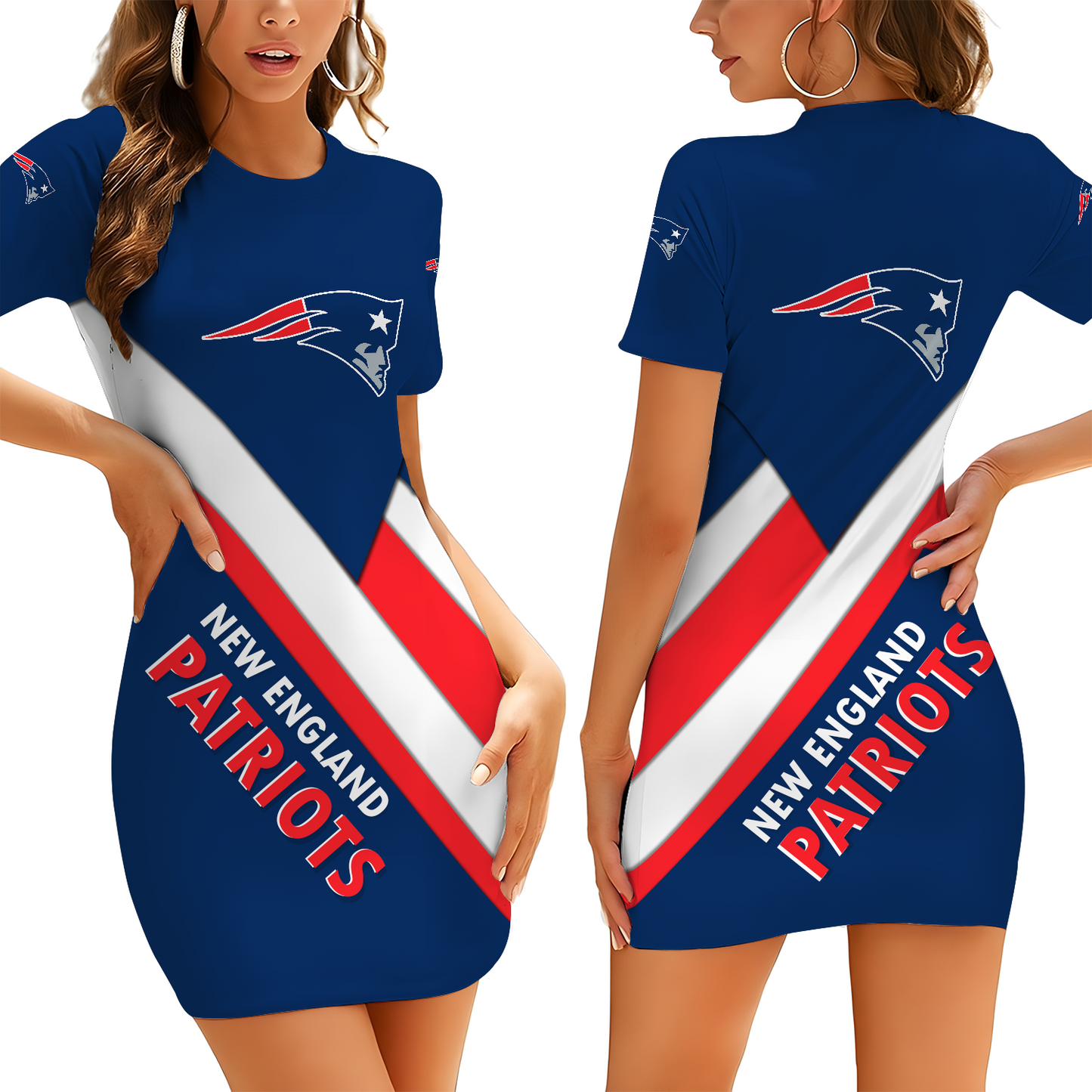 NE X NFL Short Sleeve Bodycon Mini Dress DATND THUONGNH