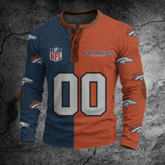 NFL DB Football Print Henley Sweatshirt V1 NAK NHT