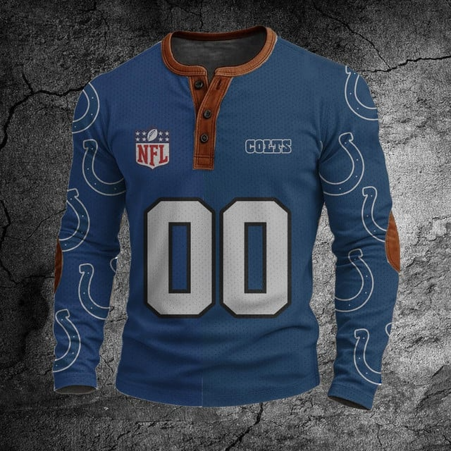 NFL IC Football Print Henley Sweatshirt V1 NAK NHT