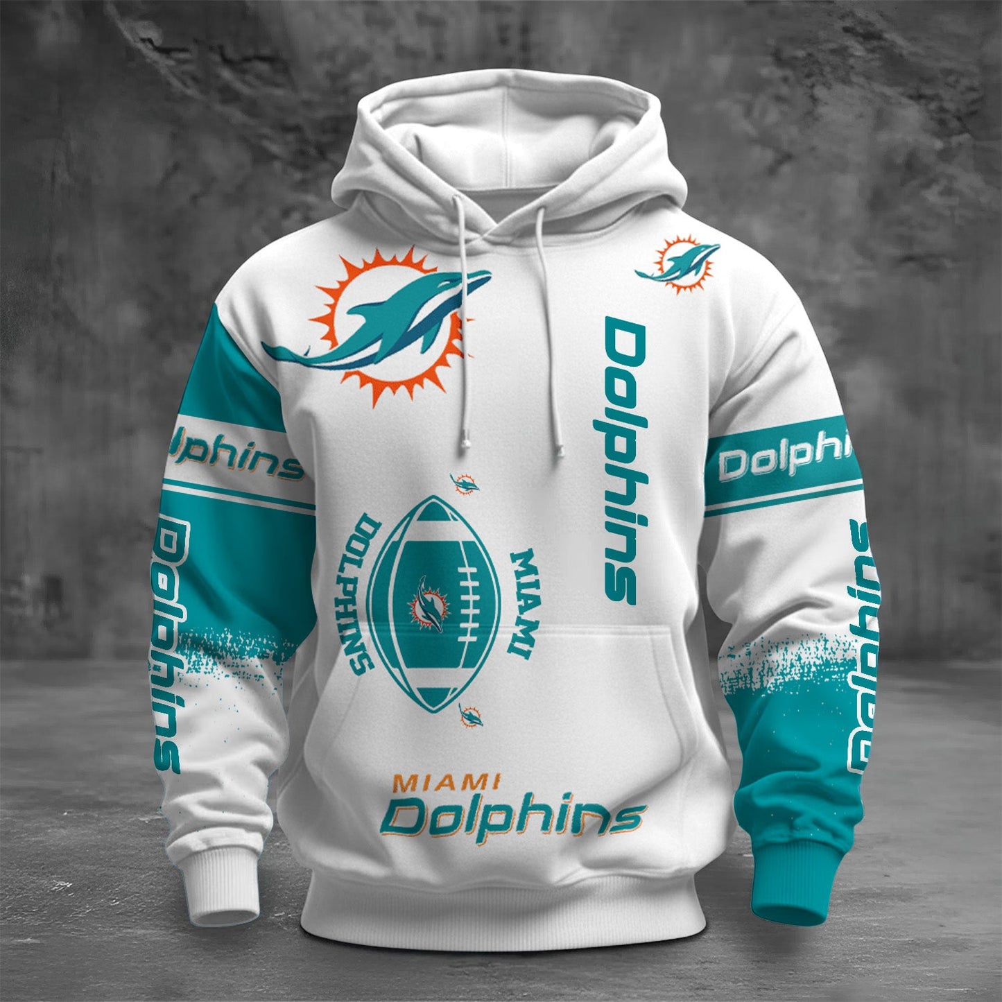 NFL MIA Unisex Printed Hoodie - Bold Zip Up Sweatshirt for Fans V1 NAK NHM