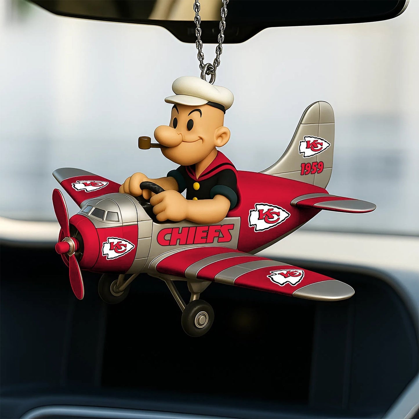 NFL PRENIUM KC X POPEYE CAR ORNAMENT NDT NHM