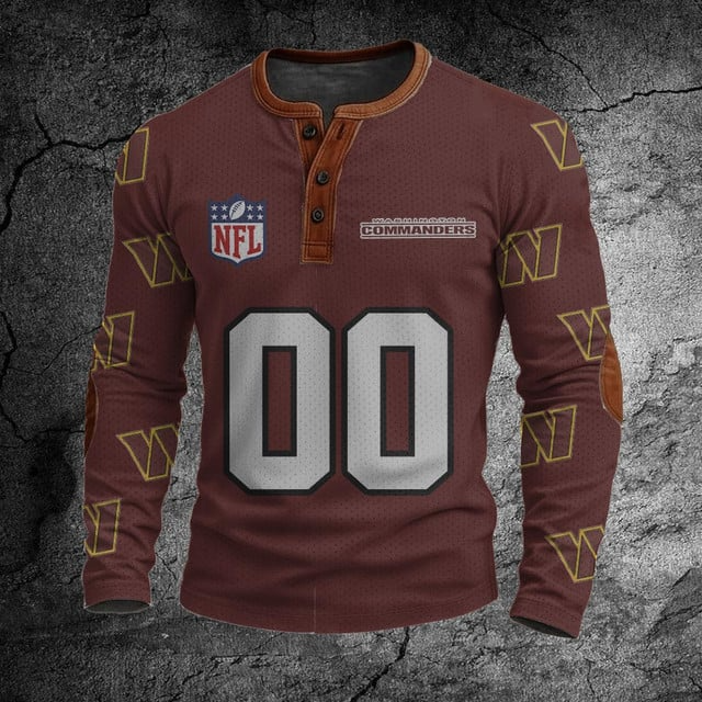 NFL WC Football Print Henley Sweatshirt V1 NAK NHT