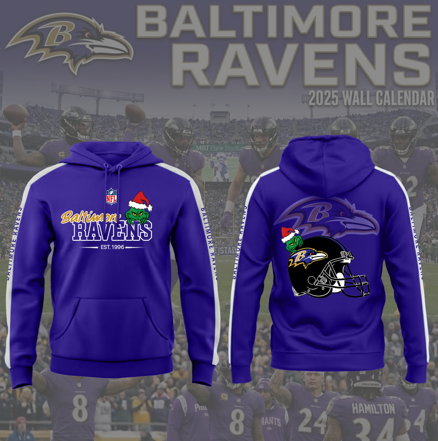 NFL x BAL Merry Grinchmas 3D Hoodie HLP HLPHUONG