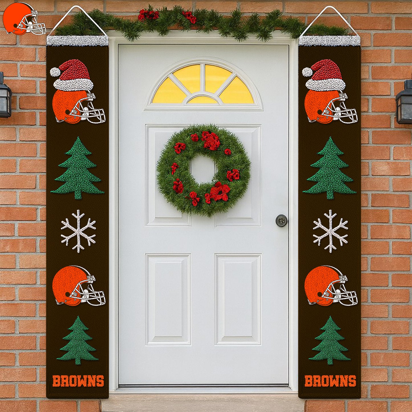 NFL x CLE Merry Christmas Porch Sign HLP HLPHUONG