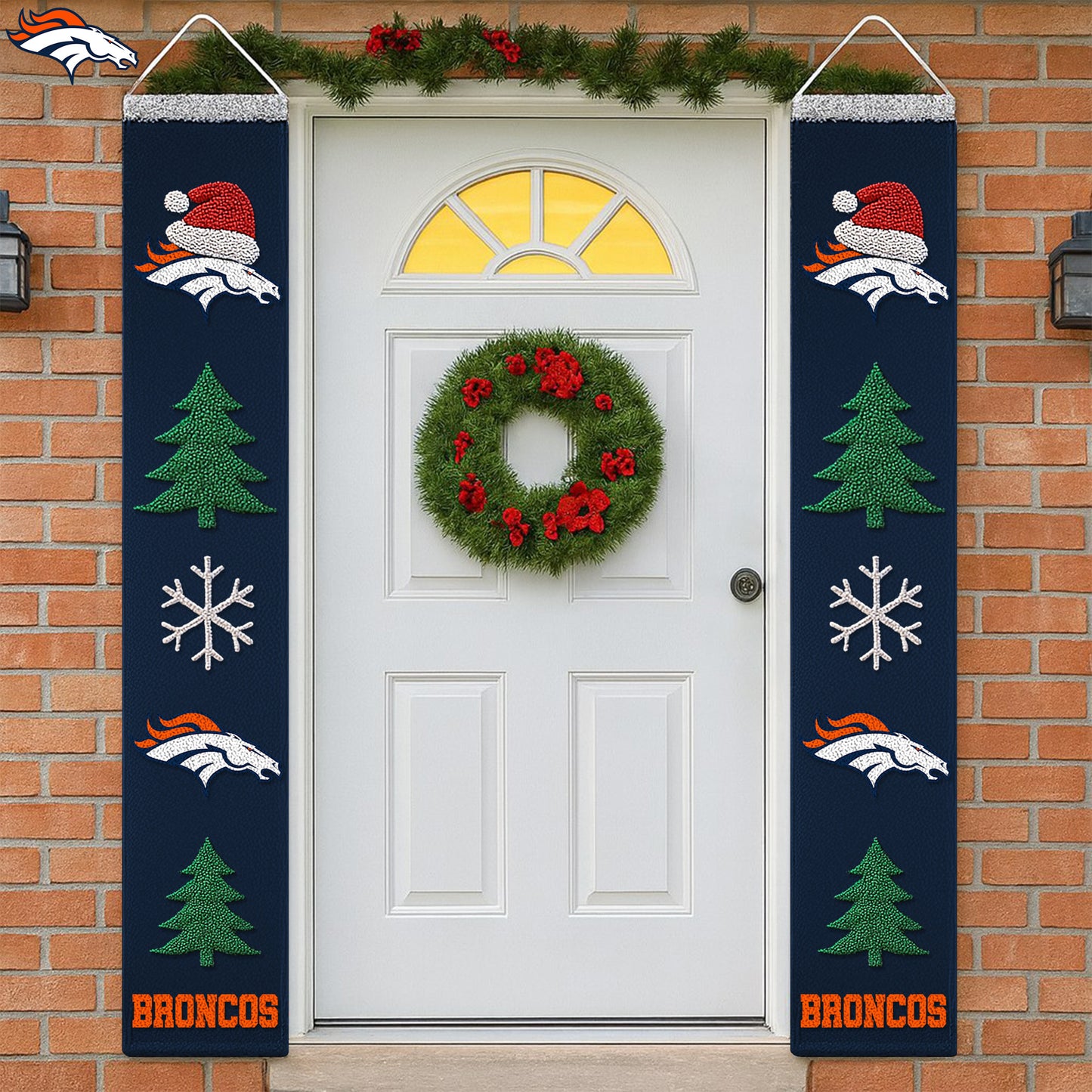 NFL x DEN Merry Christmas Porch Sign HLP HLPHUONG