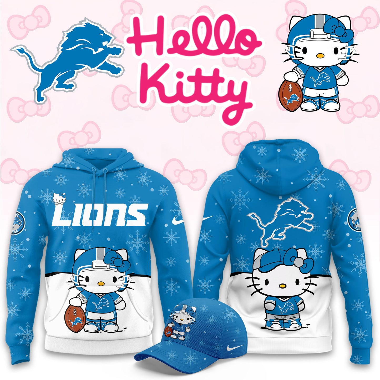 NFL x DET Chrismas Hello KT 3D Hoodie HLP HLPHUONG
