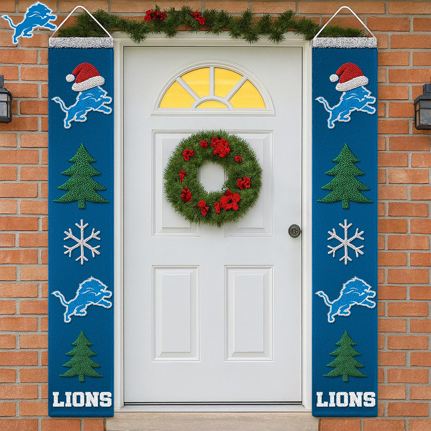 NFL x DET Merry Christmas Porch Sign HLP HLPHUONG