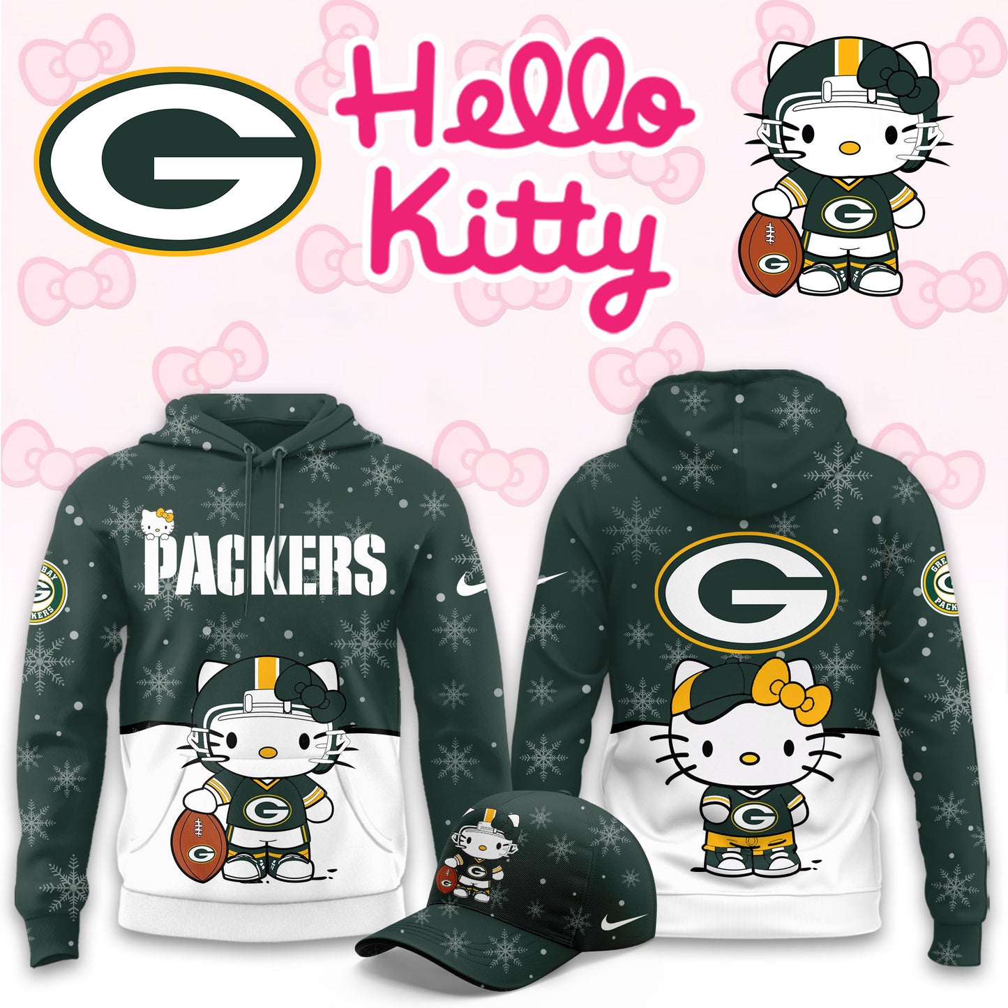 NFL x GB Chrismas Hello KT 3D Hoodie HLP HLPHUONG
