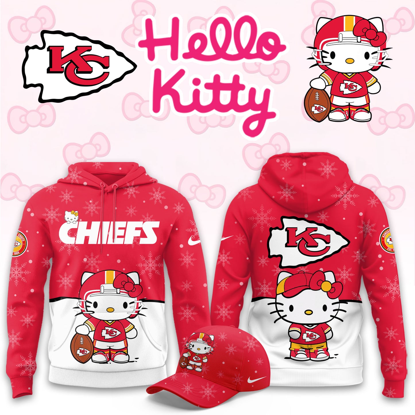 NFL x KC Chrismas Hello KT 3D Hoodie HLP HLPHUONG