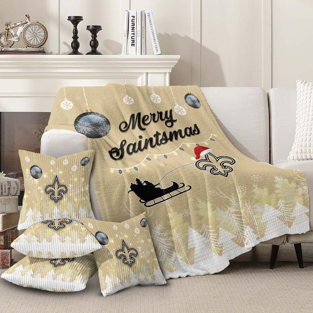 NFL x NOS Premium Christmas Fleece Blanket Throw Pillow Combo V1 NAK