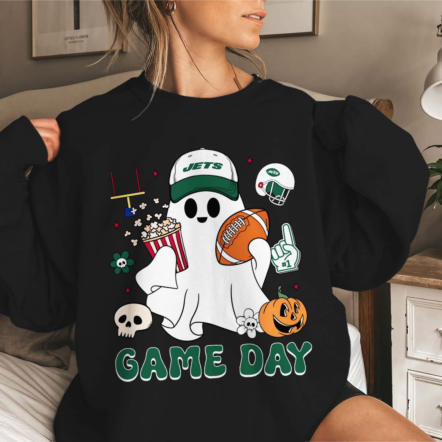NYJ Game Day Football Ghost Sweatshirt DDT NTL