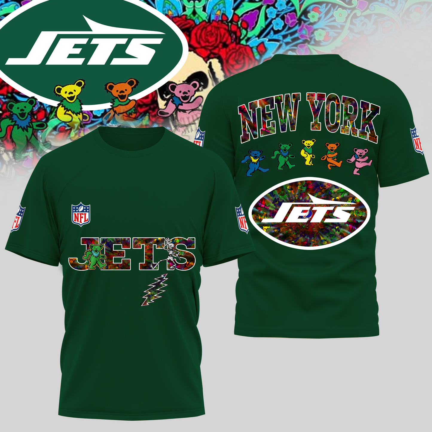 NYJ Premium NFL Dancing Bear T-Shirt DDT HLPHUONG