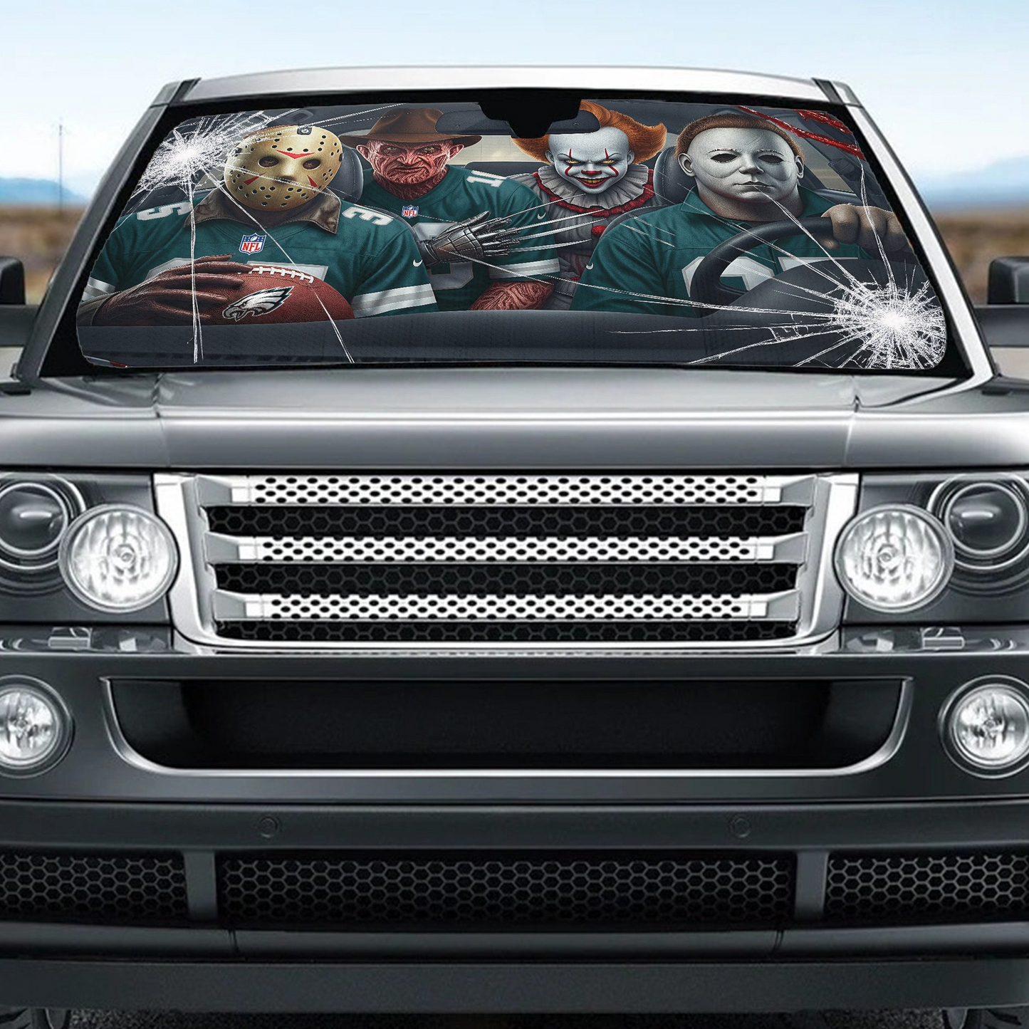 PE x NFL Horror Car Sunshade For Fan DDT CTND