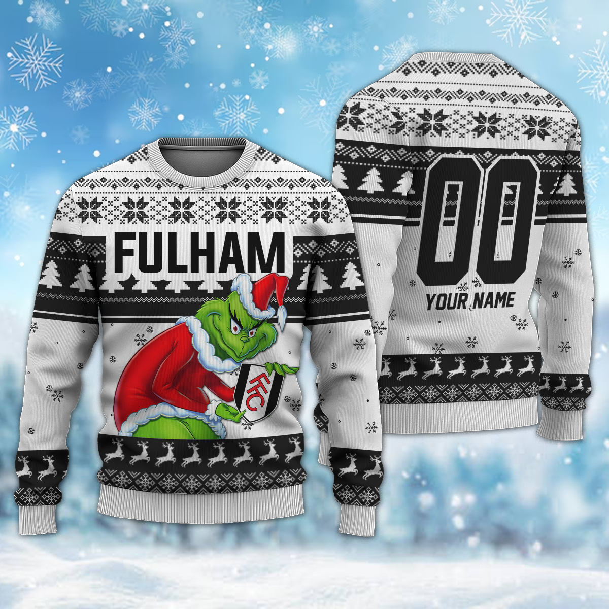 Personalized Name & Number FUL - Grinch Christmas Ugly Sweater DDT NTL