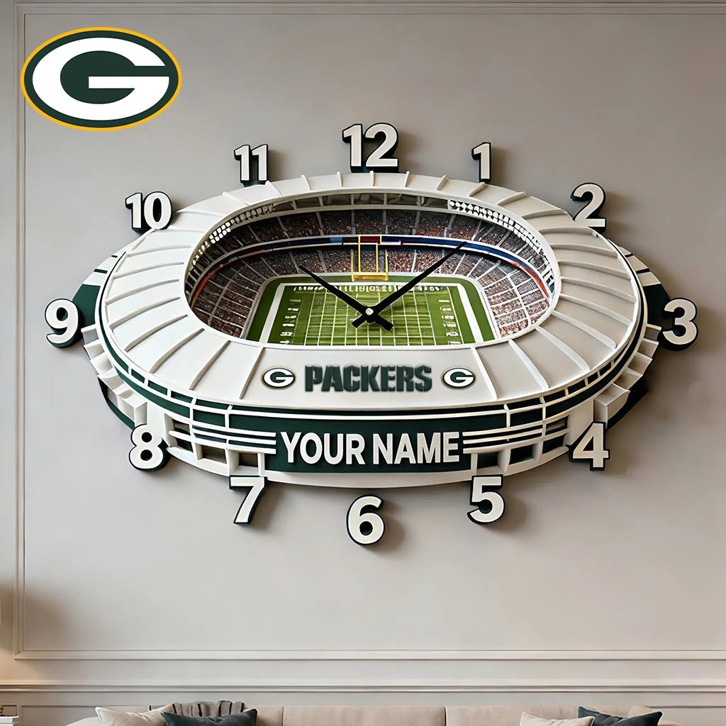 Personalized NFL GB Stadium Theme Clock V1 NAK NHM